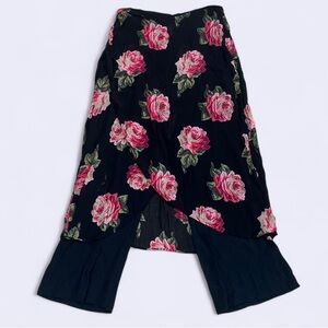 Vintage April Cornell Floral Rose Print Skirt / Pants Combo